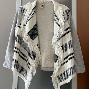 NWOT Dolan Stylish Black & White Fringe Sweater by NY Collection (Anthropologie)